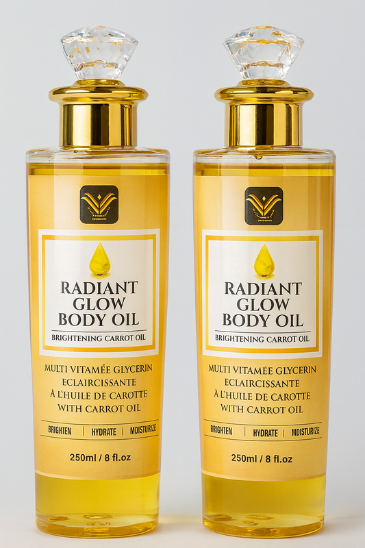 Radiant Glow Body Oil with Vitamin C & Carrot Oil – Brightening, Hydrating Multi-Vitamin Glow Oil for Even Tone & Radiance | 250ml / 8 fl oz