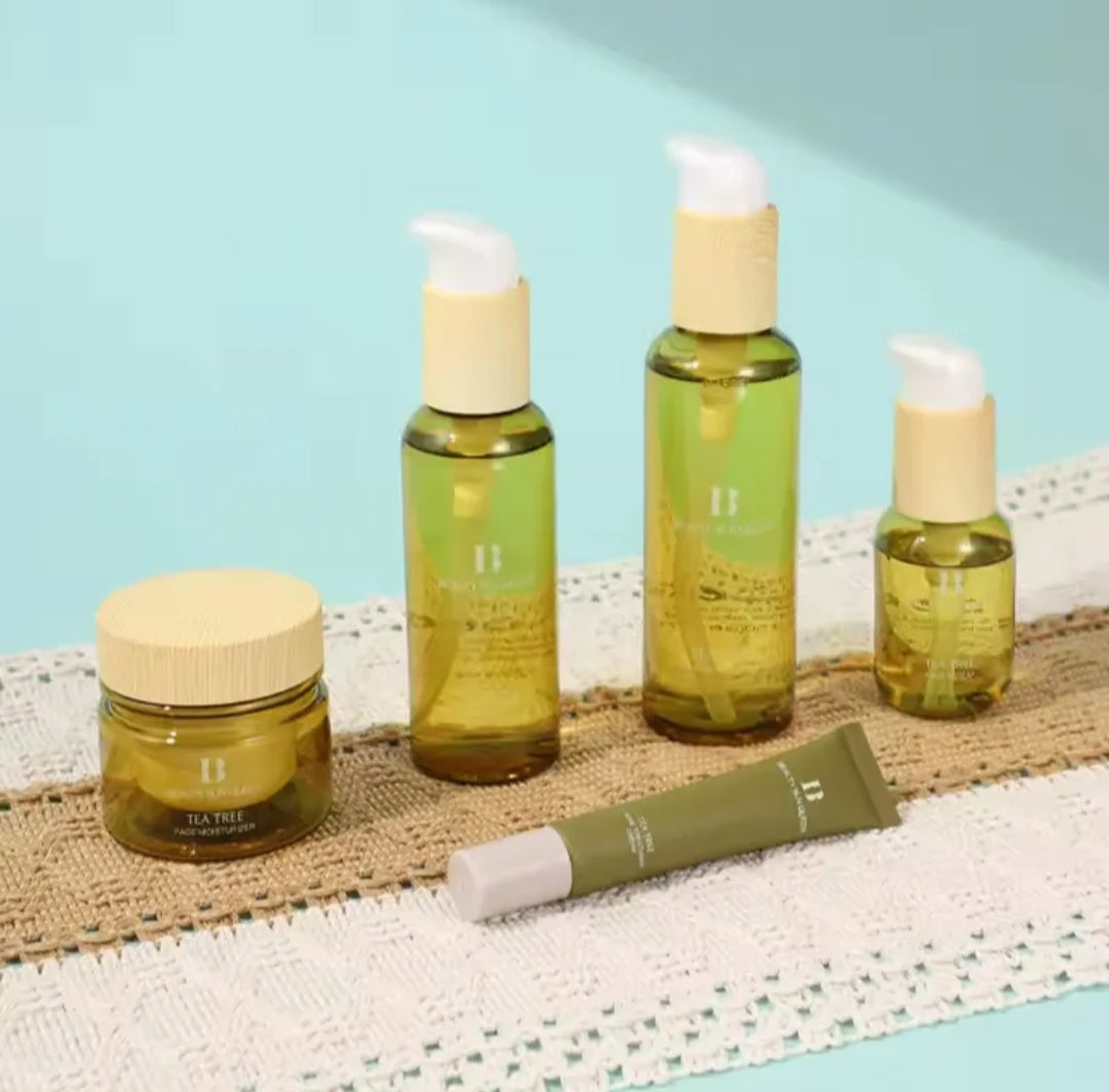 Tea Tree Skincare Set – Face Cleanser, Toner, Serum, Moisturizer & Acne Treatment Cream – Calming, Clarifying & Hydrating Routine for Acne-Prone & Oily Skin