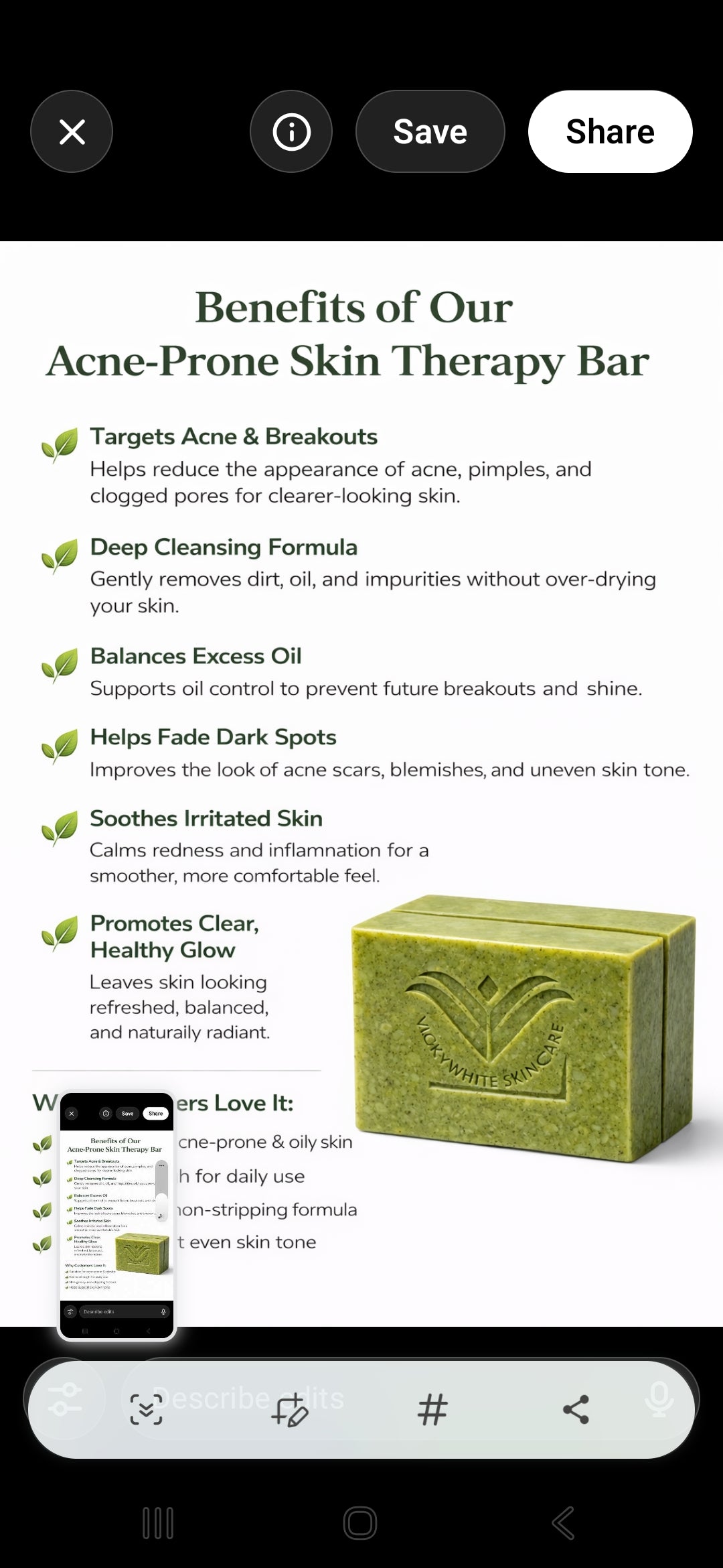 Acne-Prone Skin Therapy Bar Soap – Deep Cleansing, Oil Control, Dark Spot Care –(3-Bars)