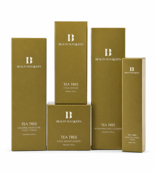 Tea Tree Skincare Set – Face Cleanser, Toner, Serum, Moisturizer & Acne Treatment Cream – Calming, Clarifying & Hydrating Routine for Acne-Prone & Oily Skin