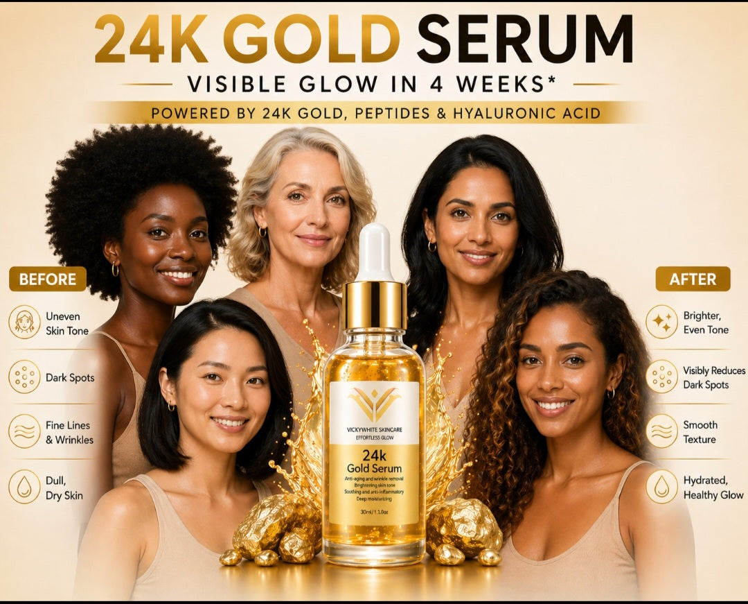 24K Gold Serum for Face-Hydrating & Brightening Serum with Niacinamide,Hyaluronic Acid & Vitamin E- Reduces Appearance of Fine Lines, Evens Skin Tone & Boosts Glow (30ml)