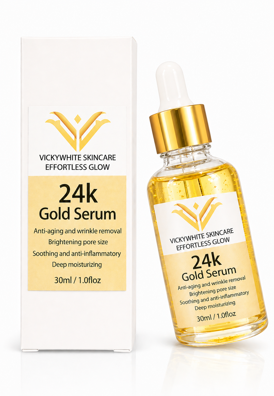 24K Gold Serum for Face-Hydrating & Brightening Serum with Niacinamide,Hyaluronic Acid & Vitamin E- Reduces Appearance of Fine Lines, Evens Skin Tone & Boosts Glow (30ml)