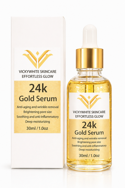 24K Gold Serum for Face-Hydrating & Brightening Serum with Niacinamide,Hyaluronic Acid & Vitamin E- Reduces Appearance of Fine Lines, Evens Skin Tone & Boosts Glow (30ml)