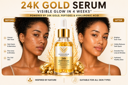 24K Gold Serum for Face-Hydrating & Brightening Serum with Niacinamide,Hyaluronic Acid & Vitamin E- Reduces Appearance of Fine Lines, Evens Skin Tone & Boosts Glow (30ml)