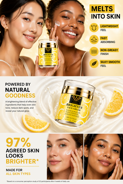 Vitamin C Face Cream with Niacinamide & Kojic Acid – Brightening Moisturizer for Dark Spots, Uneven Skin Tone & Fine Lines | Hydrating Anti-Aging Cream for Radiant Glow | VickyWhiteSkincare