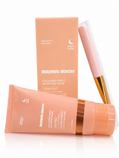 VickyWhite Skincare Collagen Night Wrapping Mask – Overnight Hydrating Face Mask with Niacinamide & Ceramide NP – Deep Moisture, Smooth & Firm Skin, Anti-Aging Night Care