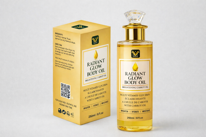 Radiant Glow Body Oil with Vitamin C & Carrot Oil – Brightening, Hydrating Multi-Vitamin Glow Oil for Even Tone & Radiance | 250ml / 8 fl oz