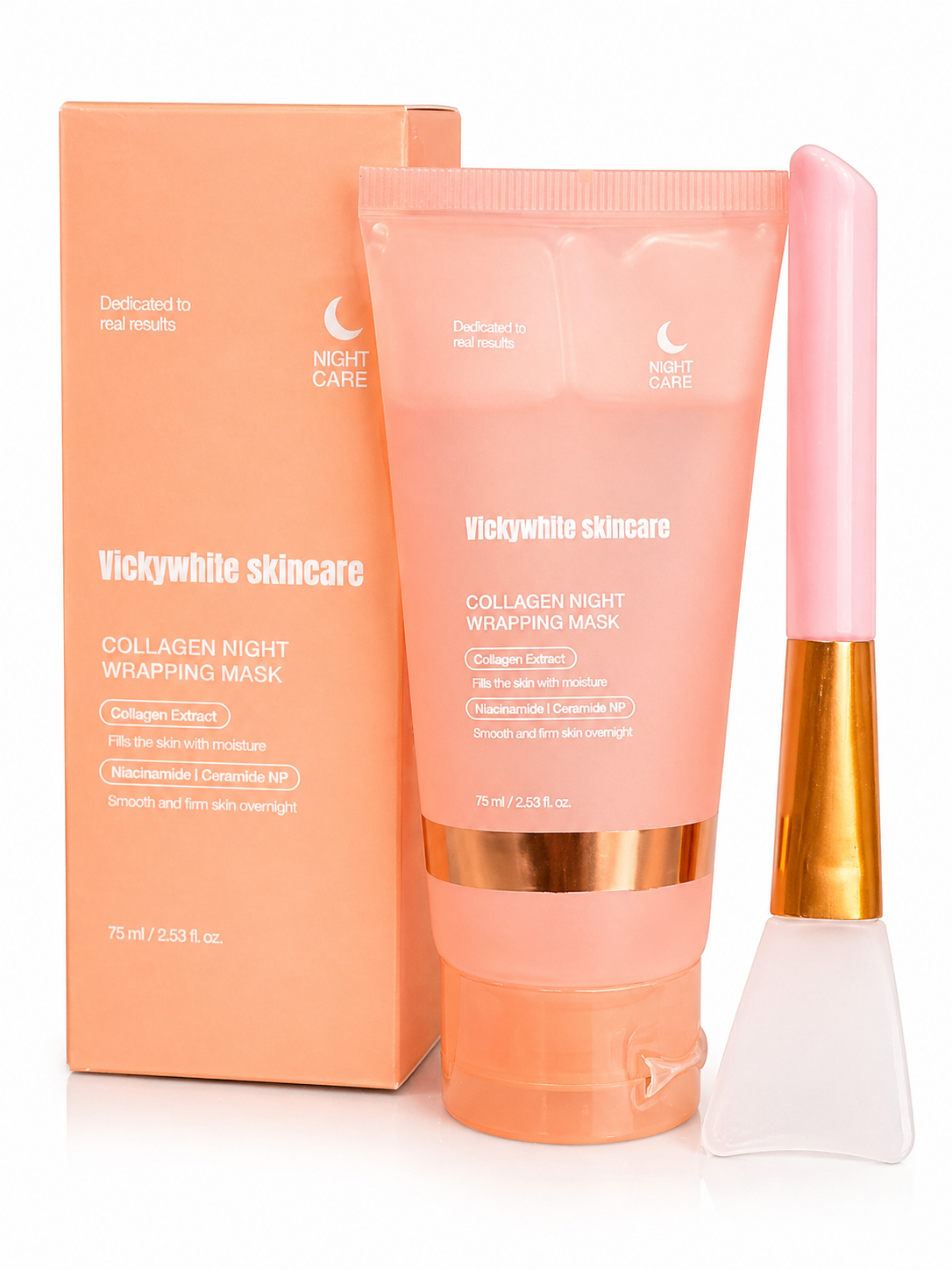 VickyWhite Skincare Collagen Night Wrapping Mask – Overnight Hydrating Face Mask with Niacinamide & Ceramide NP – Deep Moisture, Smooth & Firm Skin, Anti-Aging Night Care