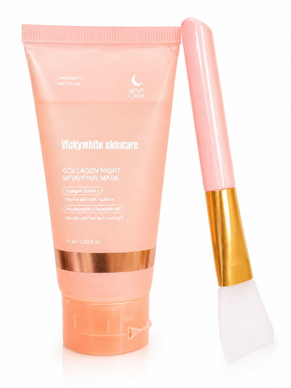 VickyWhite Skincare Collagen Night Wrapping Mask – Overnight Hydrating Face Mask with Niacinamide & Ceramide NP – Deep Moisture, Smooth & Firm Skin, Anti-Aging Night Care