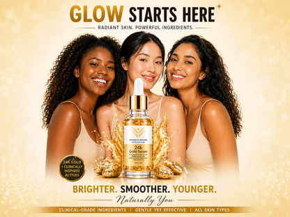 24K Gold Serum for Face-Hydrating & Brightening Serum with Niacinamide,Hyaluronic Acid & Vitamin E- Reduces Appearance of Fine Lines, Evens Skin Tone & Boosts Glow (30ml)