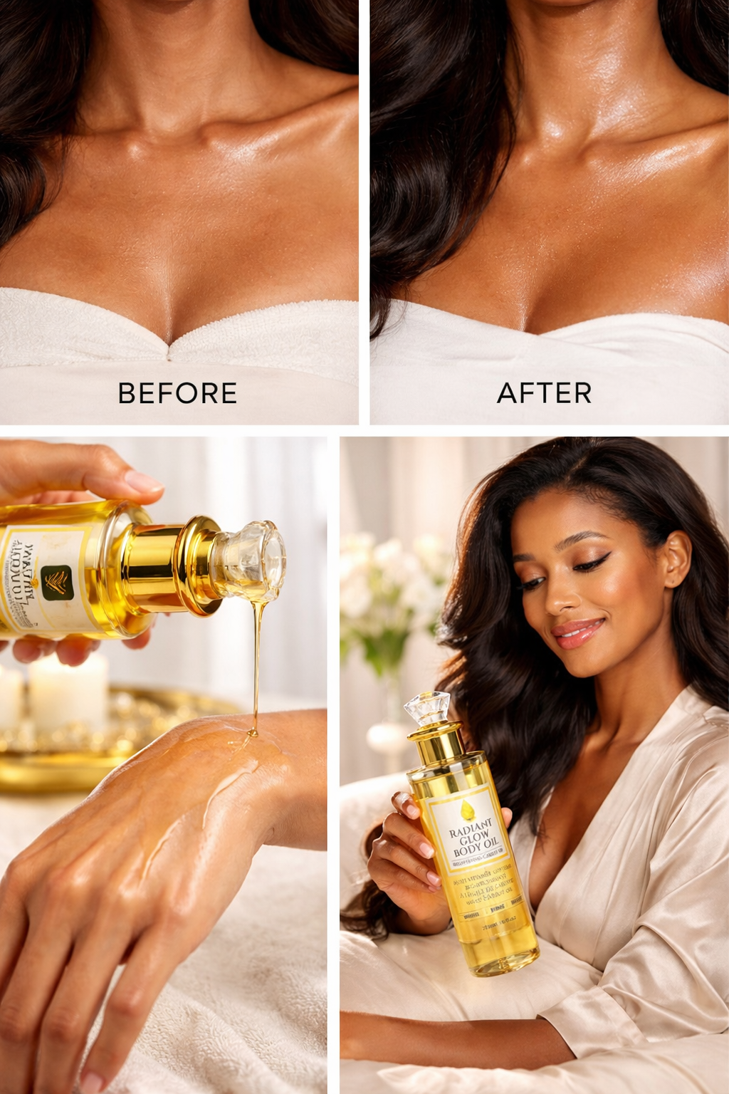 Radiant Glow Body Oil with Vitamin C & Carrot Oil – Brightening, Hydrating Multi-Vitamin Glow Oil for Even Tone & Radiance | 250ml / 8 fl oz