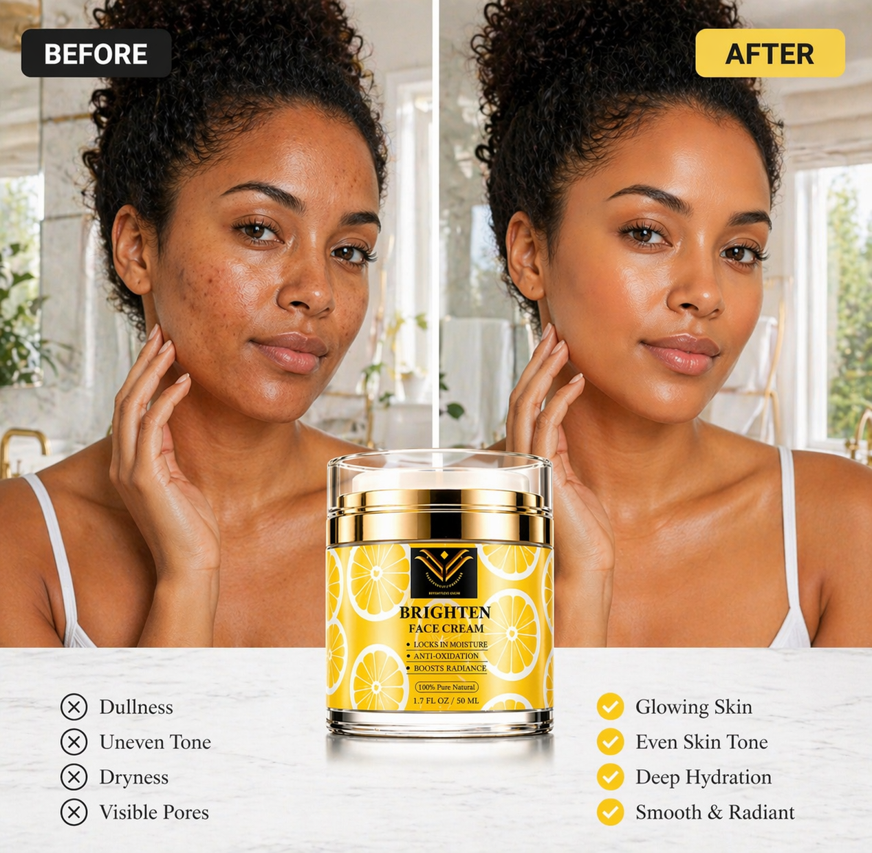 Vitamin C Face Cream with Niacinamide & Kojic Acid – Brightening Moisturizer for Dark Spots, Uneven Skin Tone & Fine Lines | Hydrating Anti-Aging Cream for Radiant Glow | VickyWhiteSkincare