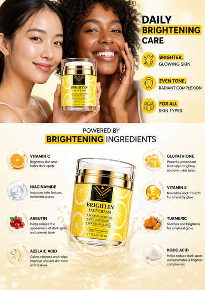 Vitamin C Face Cream with Niacinamide & Kojic Acid – Brightening Moisturizer for Dark Spots, Uneven Skin Tone & Fine Lines | Hydrating Anti-Aging Cream for Radiant Glow | VickyWhiteSkincare