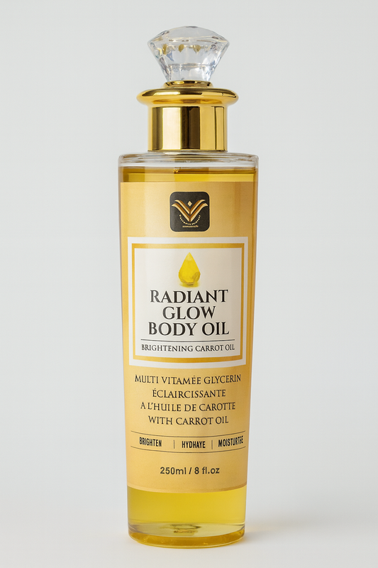 Radiant Glow Body Oil with Vitamin C & Carrot Oil – Brightening, Hydrating Multi-Vitamin Glow Oil for Even Tone & Radiance | 250ml / 8 fl oz