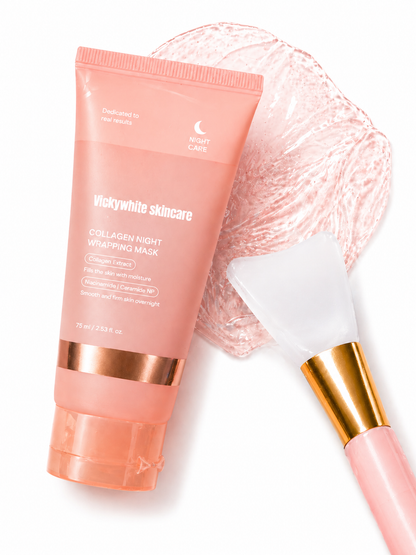 VickyWhite Skincare Collagen Night Wrapping Mask – Overnight Hydrating Face Mask with Niacinamide & Ceramide NP – Deep Moisture, Smooth & Firm Skin, Anti-Aging Night Care